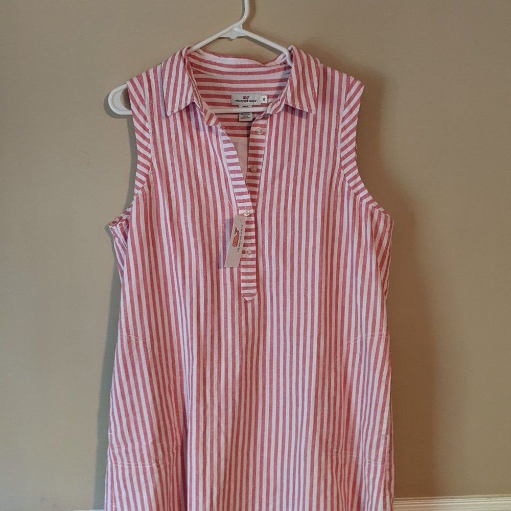 Pink striped Vineyard Vines size 16 dress, NWT